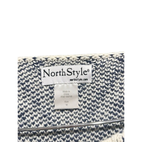 NorthStyle Geometric Cardigan Zipup Jacket White Cottagecore 90s Y2K Vibes Med - Picture 3 of 4